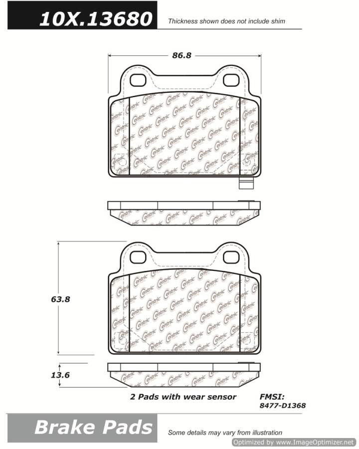 309.13680 STOPTECH PERFORMANCE PAD  805890539681