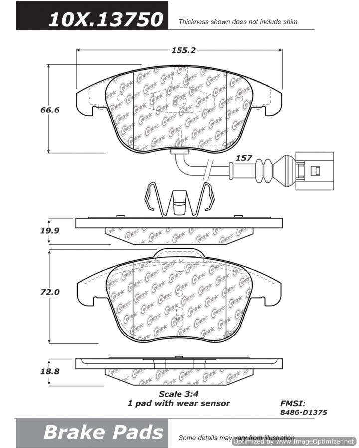 100.13750 OEM BRAKE PADS Centric Pair