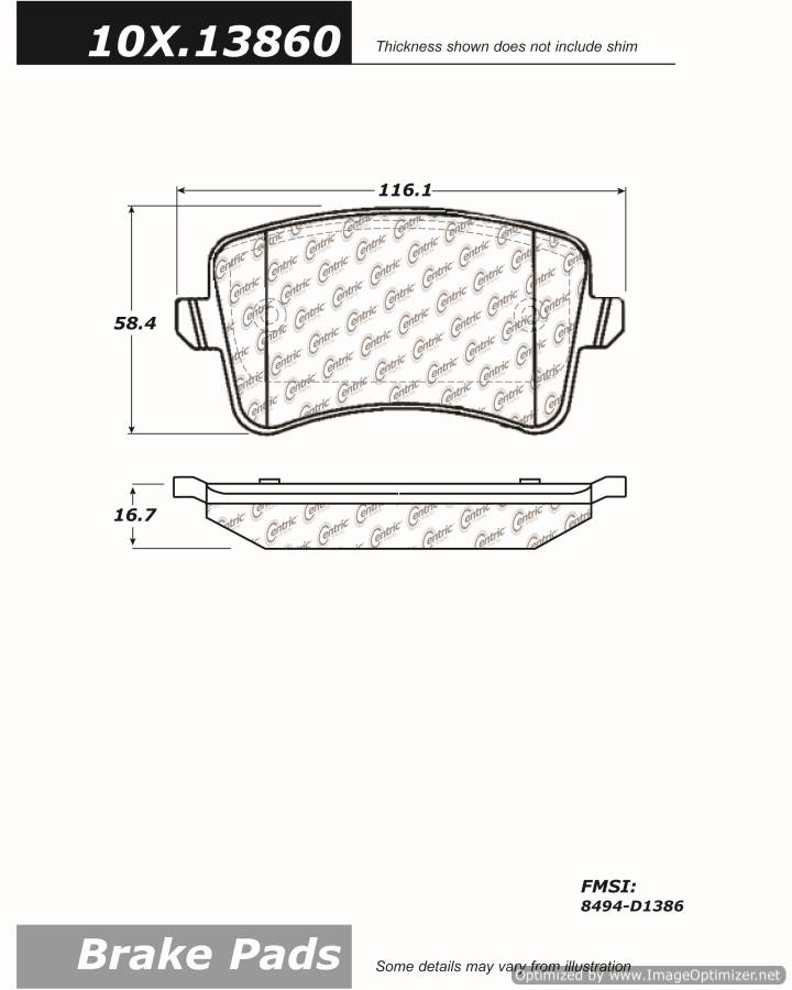 100.13860 OEM BRAKE PADS Centric Pair