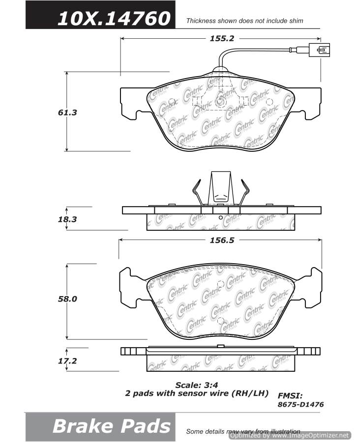 102.14760 CTek Brake Pads Centric Pair