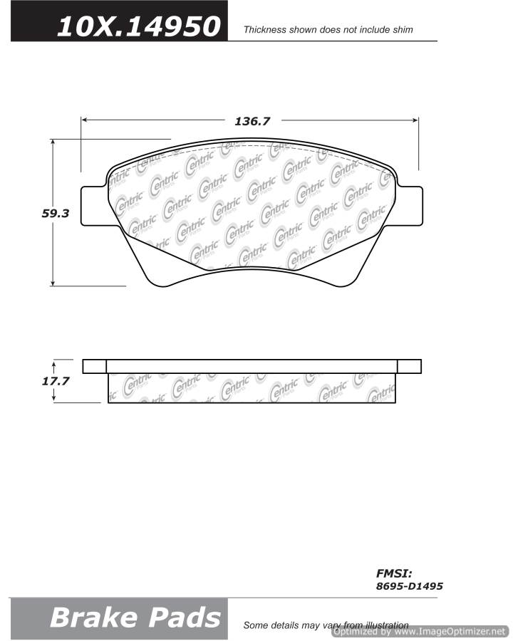 102.14950 CTek Brake Pads Centric Pair