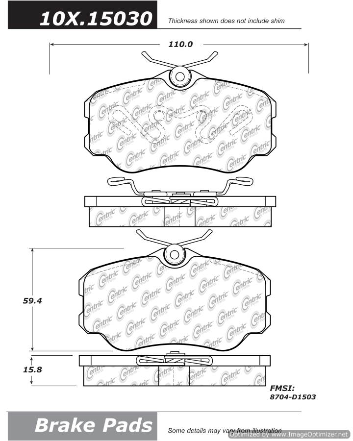 102.15030 CTek Brake Pads Centric Pair