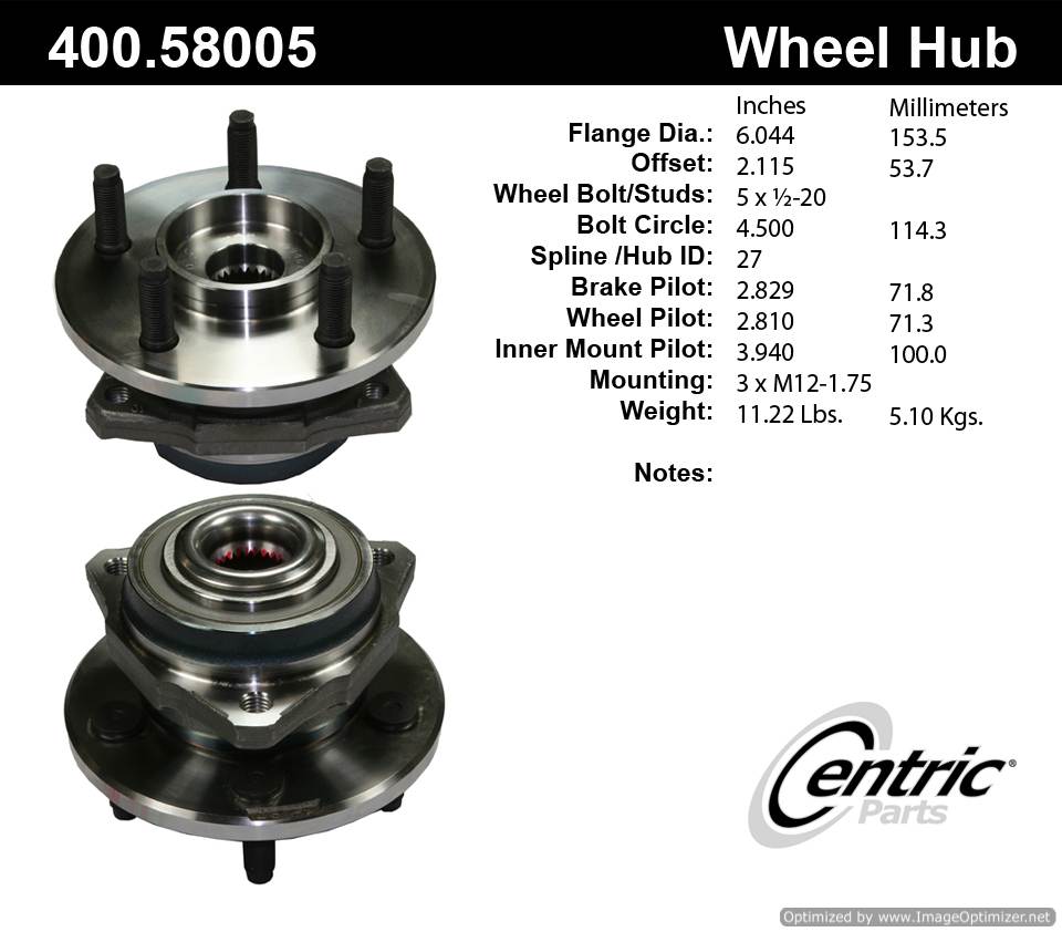 Centric HA599467 513178 400.58005E Standard Hub Assembly