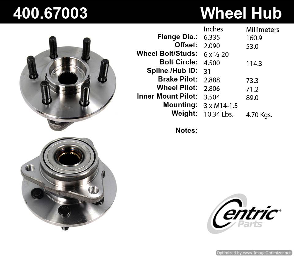 Centric HA599361 515007 400.67003 Premium Hub Assembly