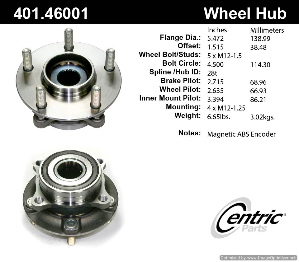 Centric 401.46001 Premium Hub Assembly 805890649366