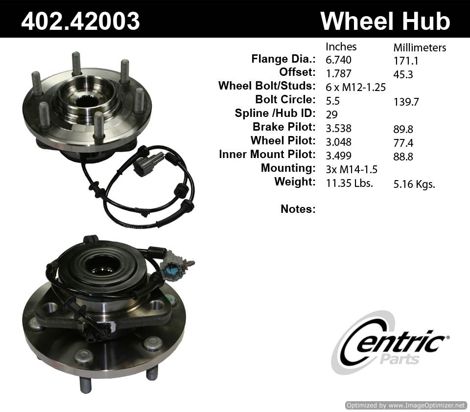 Centric HA590284 SP500703 402.42003 Premium Hub Assembly