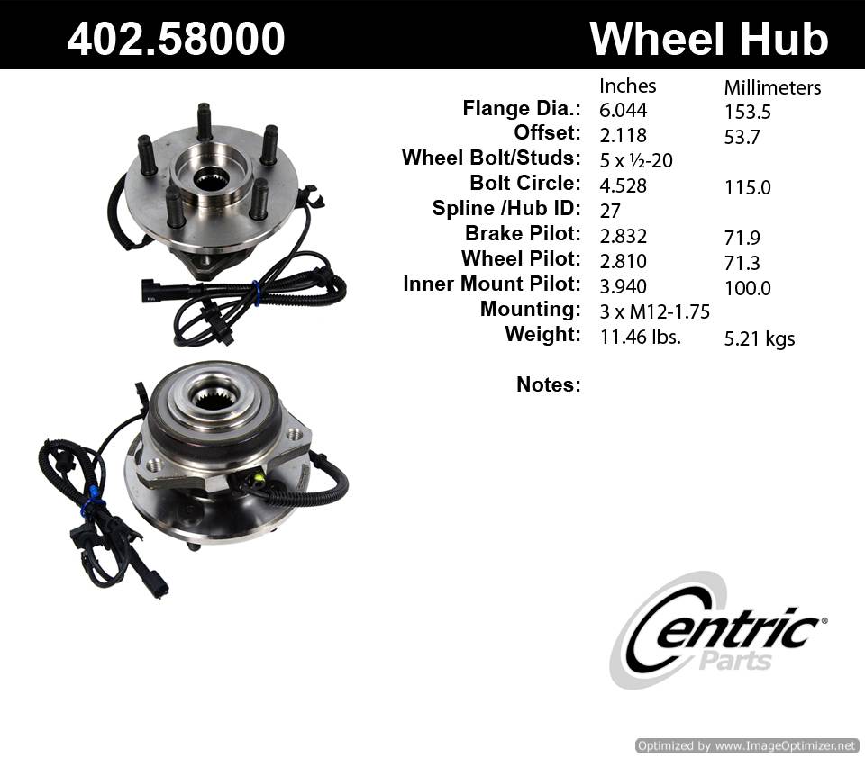 Centric HA599455L 513176 402.58000E Standard Hub Assembly