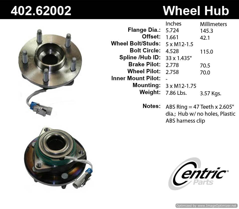 Centric 513179 402.62002E Standard Hub Assembly 805890595830