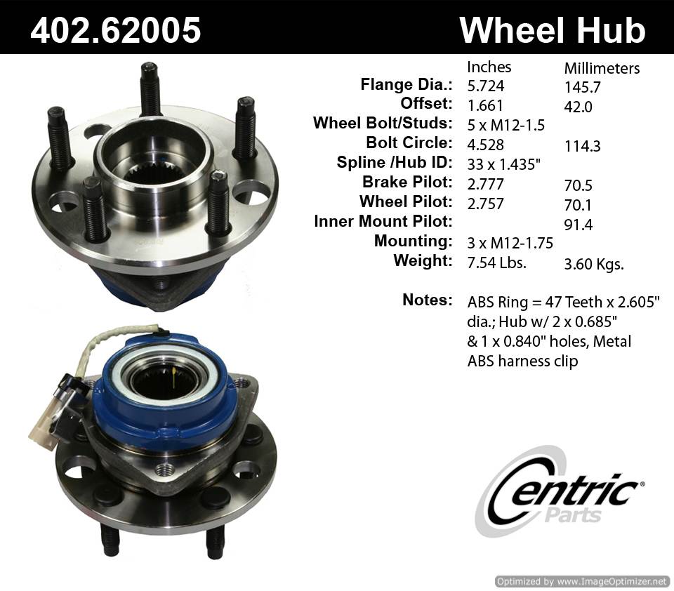 Centric 513121 402.62005 Premium Hub Assembly 805890564096