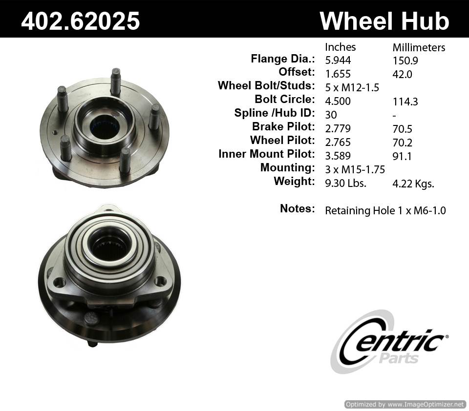Centric HA590262 HA590332 402.62025 Premium Hub Assembly