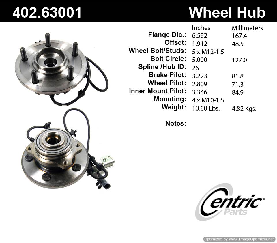 Centric HA590208 402.63001E Standard Hub Assembly