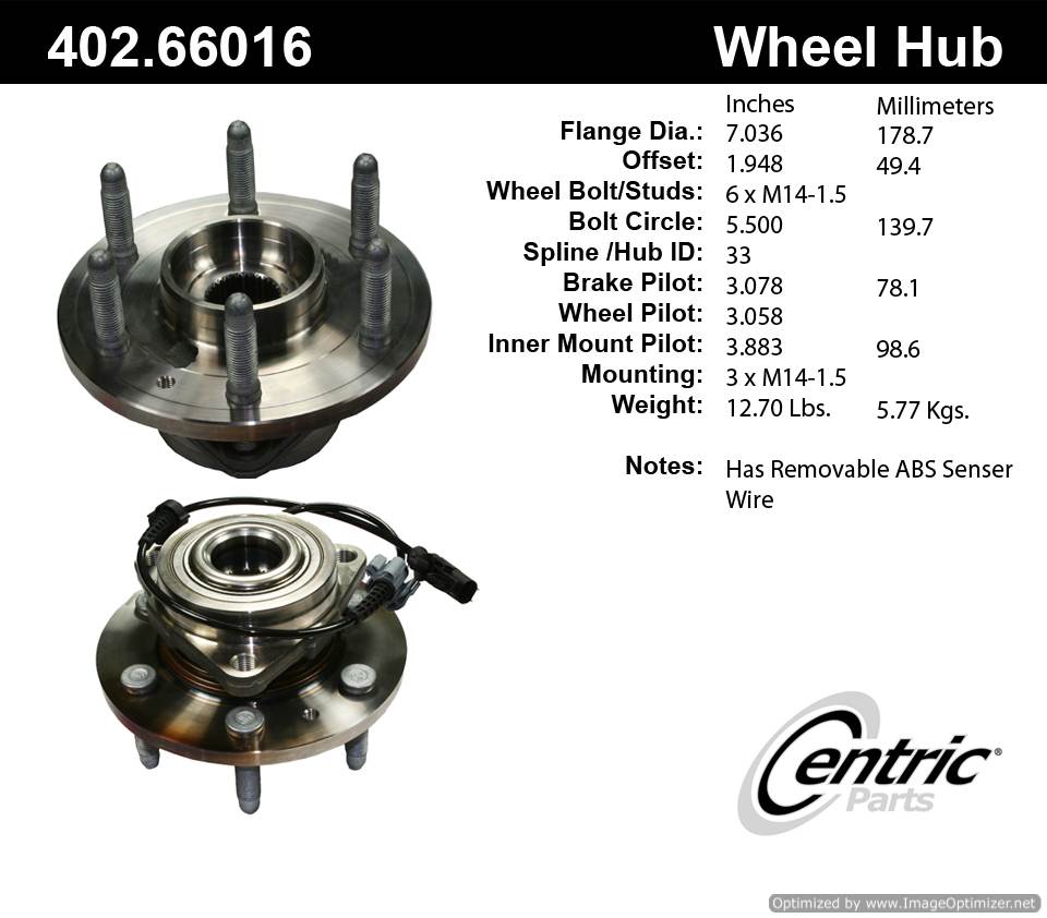 Centric SP500301 402.66016E Standard Hub Assembly