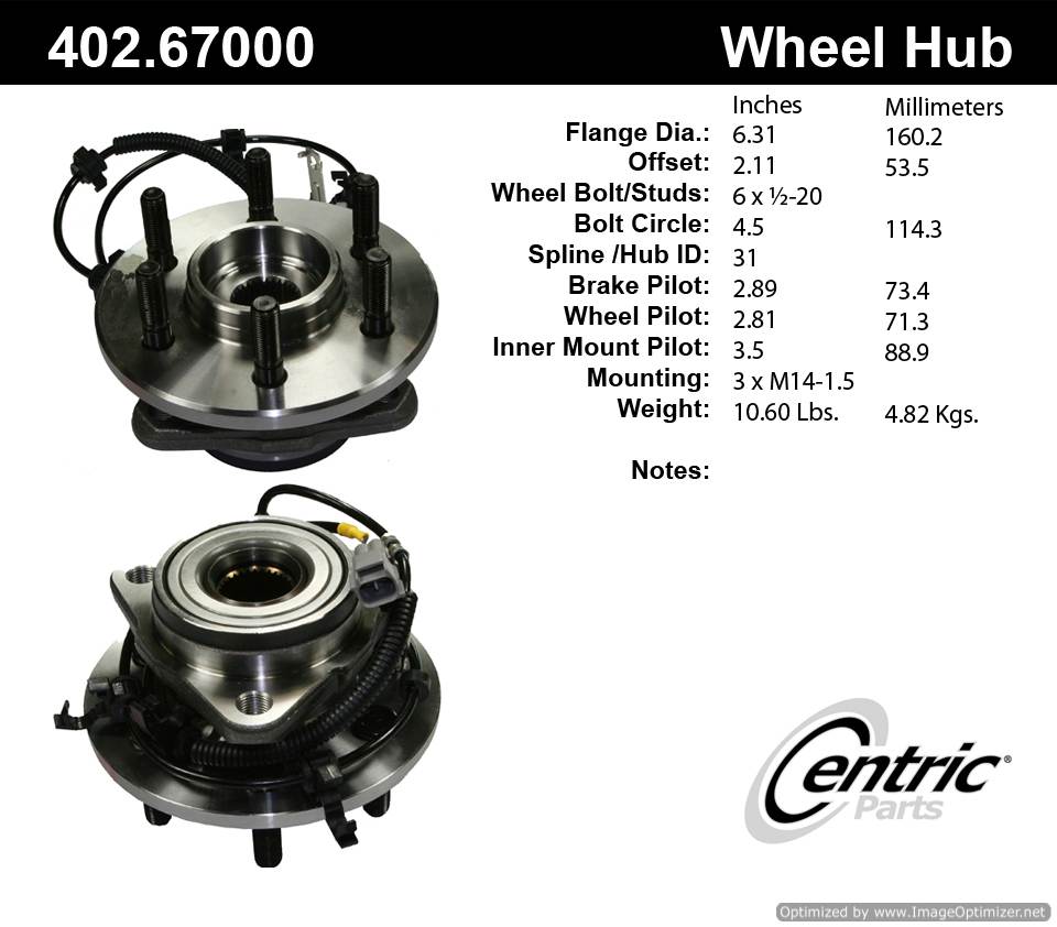 Centric SP450101 515008 402.67000E Standard Hub Assembly