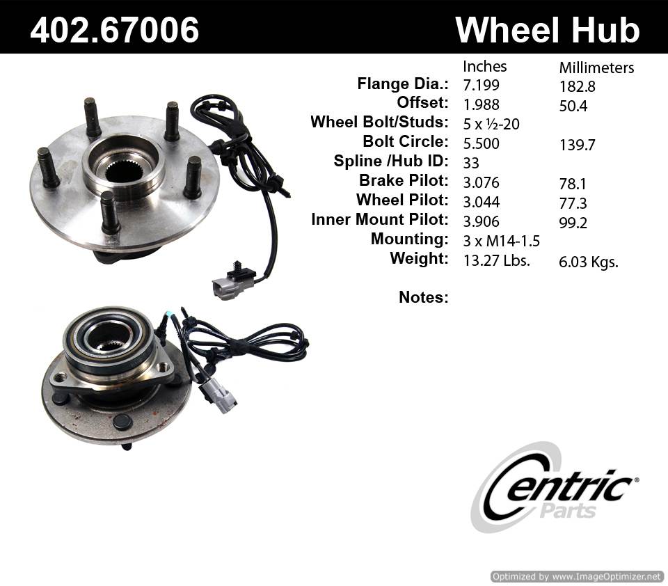 Centric SP550102 515039 402.67006E Standard Hub Assembly