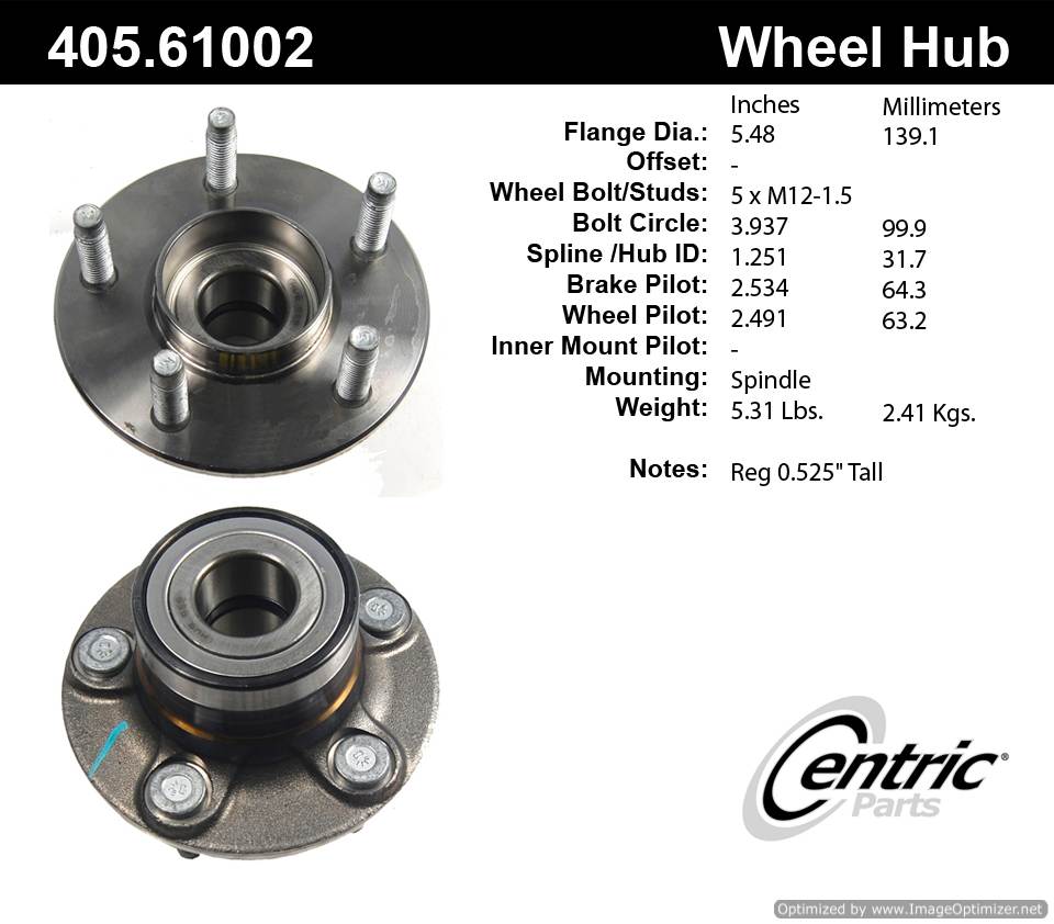 Centric 512106 405.61002E Standard Hub Assembly