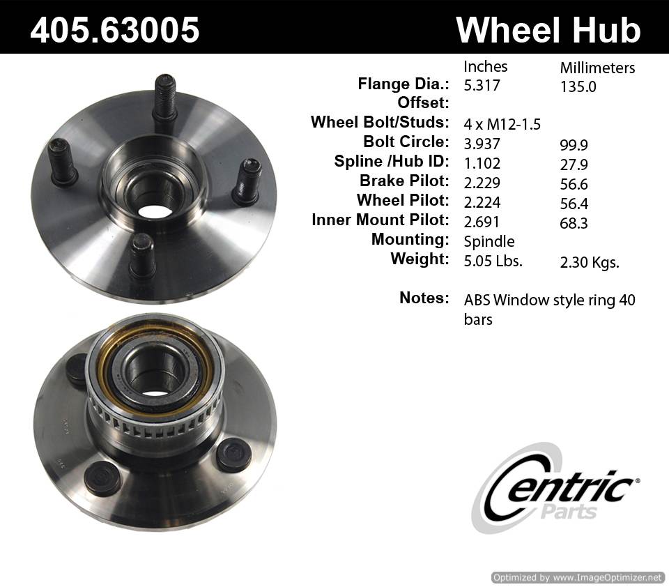 Centric 512021 405.63005E Standard Hub Assembly