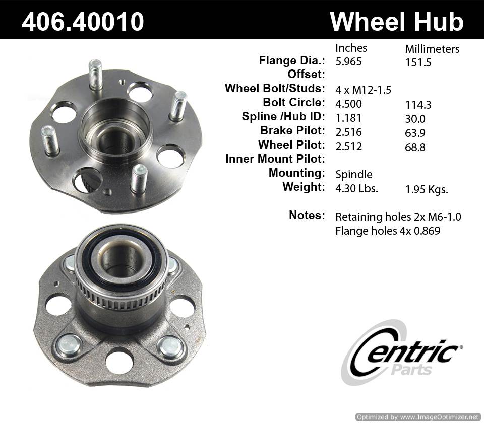 Centric 512031 406.40010E Standard Hub Assembly