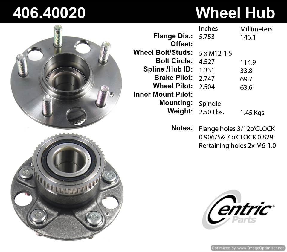 Centric 512124 406.40020E Standard Hub Assembly