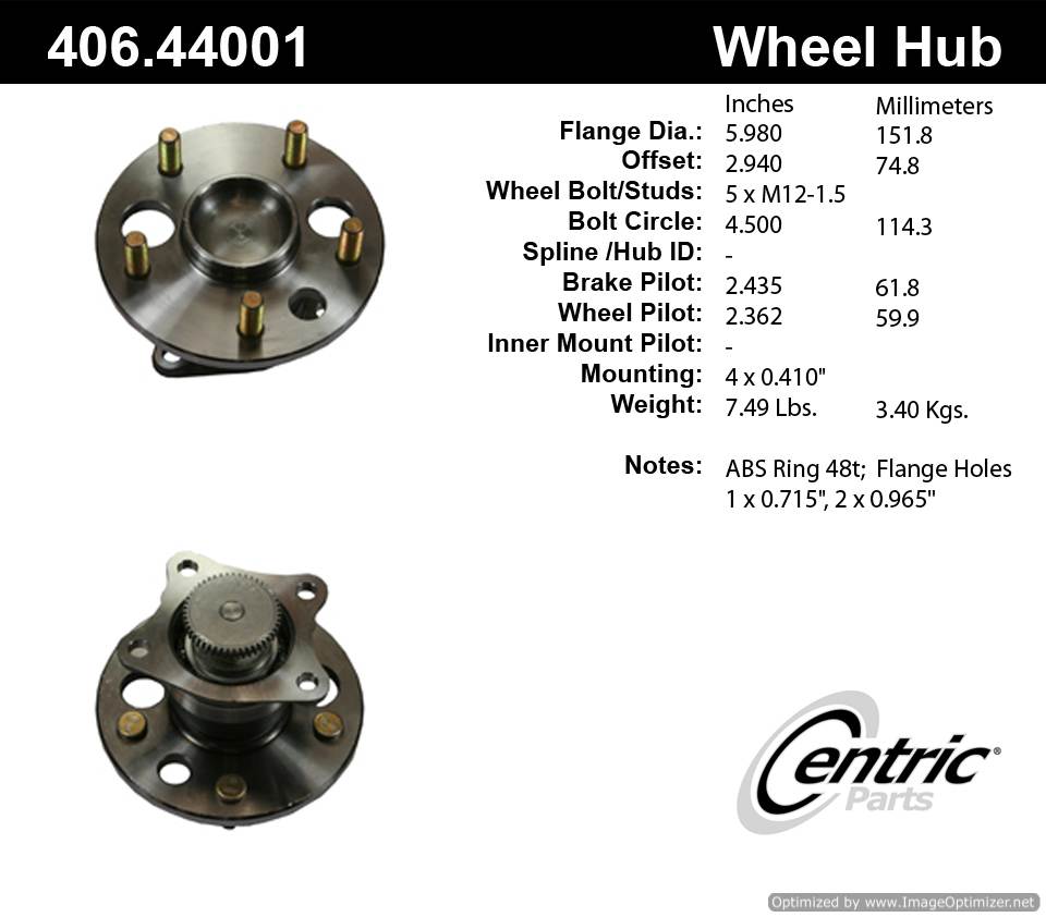 Centric HA590370 406.44001 Premium Hub Assembly