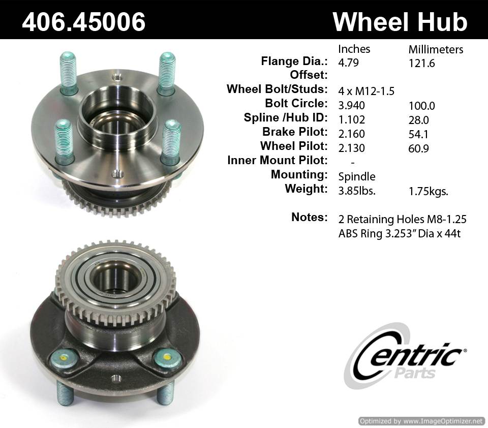 Centric 406.45006E Standard Hub Assembly 805890665663