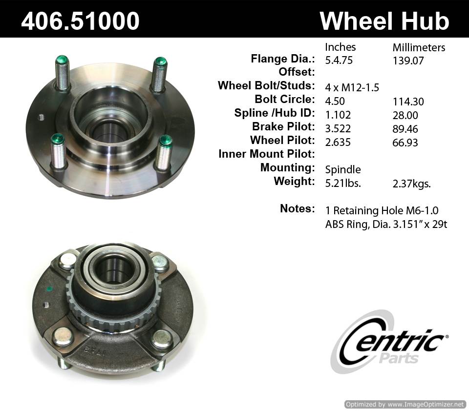 Centric 512027 406.51000E Standard Hub Assembly