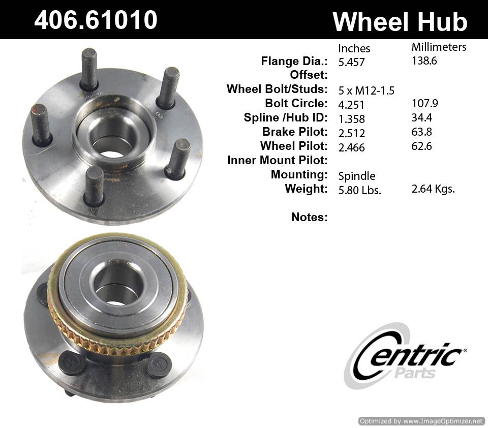 Centric 513076 406.61010 Premium Hub Assembly