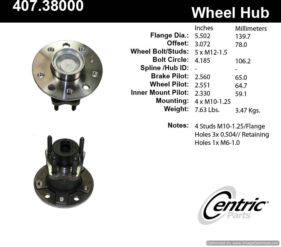 Centric 512145 407.38000E Standard Hub Assembly