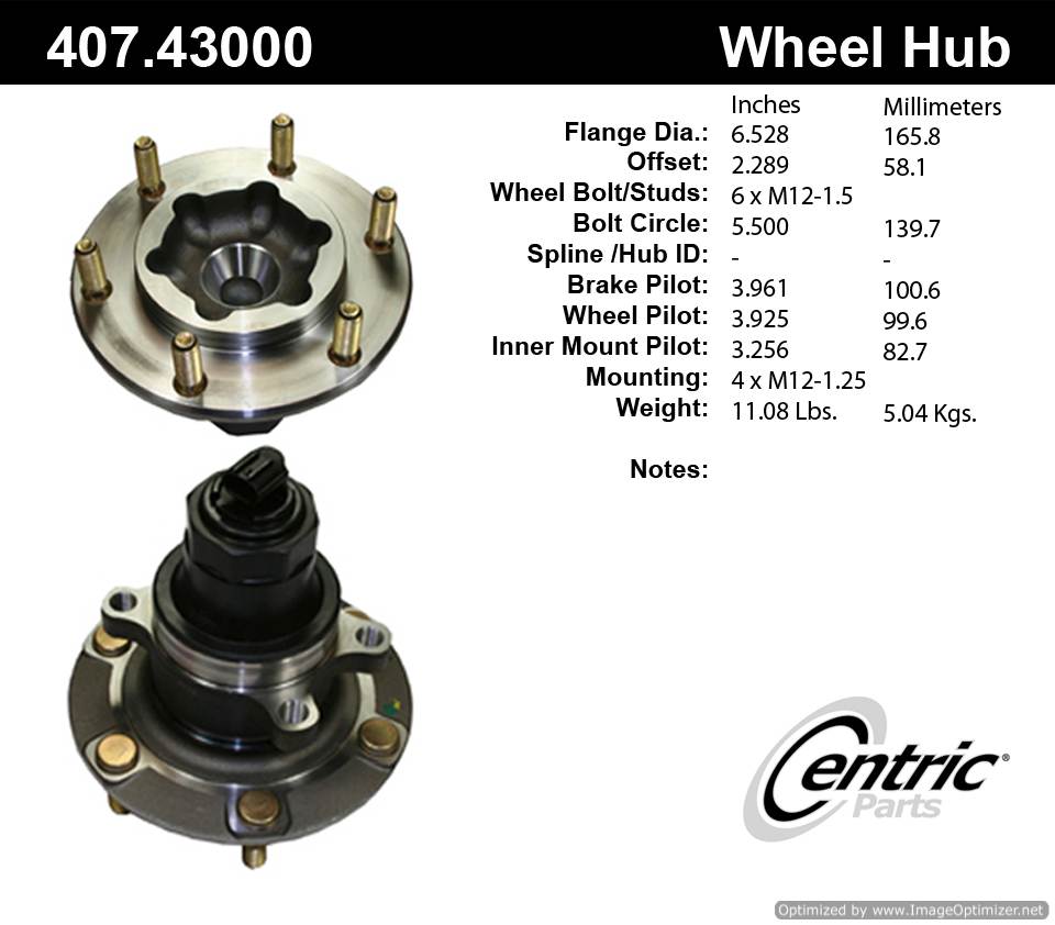 Centric HA590653 407.43000E Standard Hub Assembly