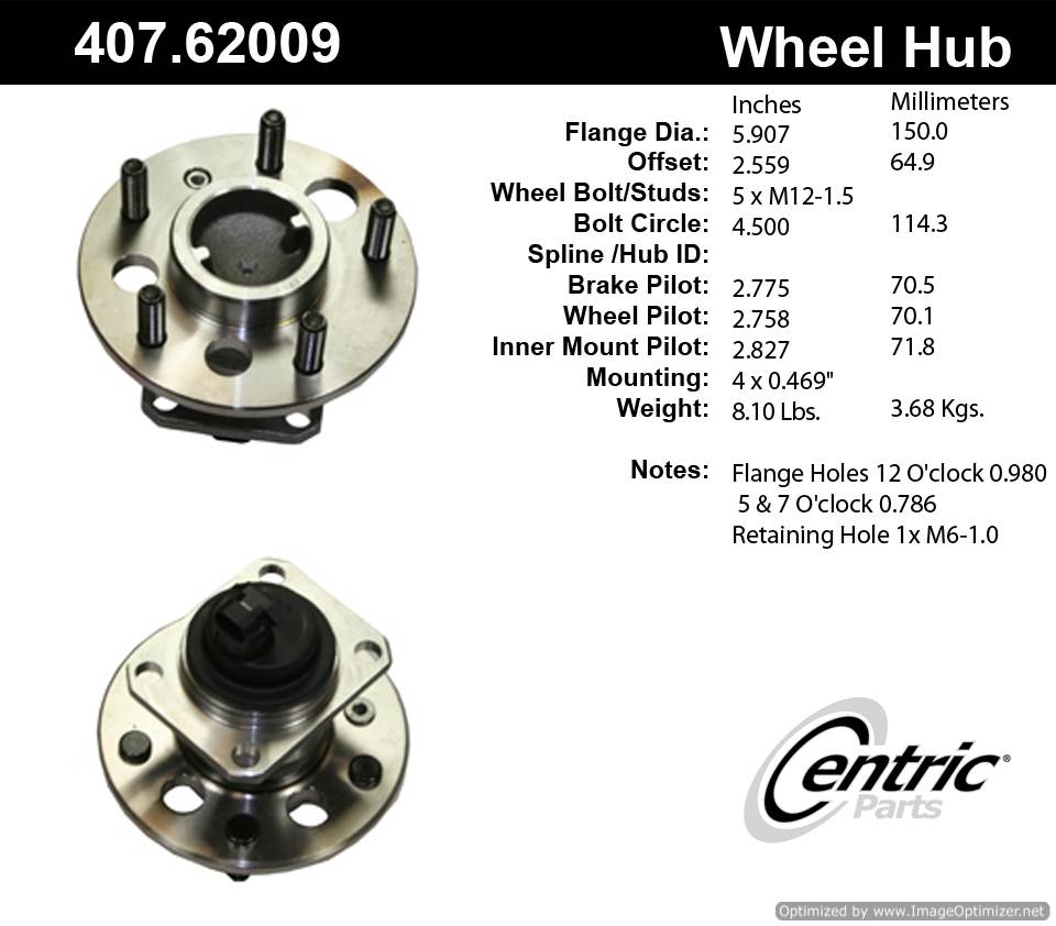 Centric 512151 407.62009E Standard Hub Assembly