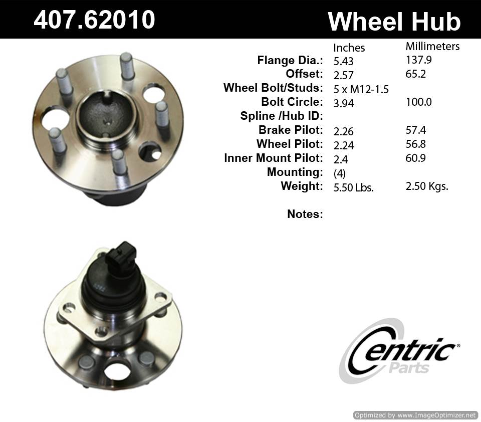 Centric 512001 407.62010E Standard Hub Assembly