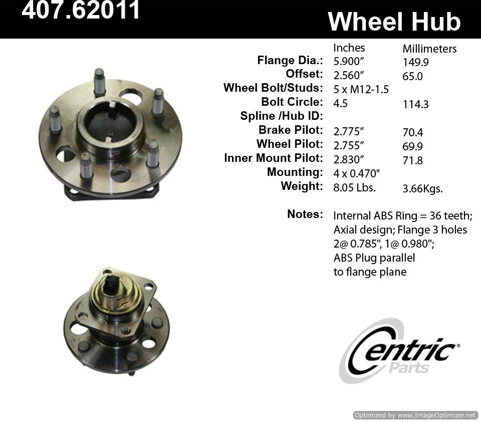 Centric 512004 407.62011E Standard Hub Assembly