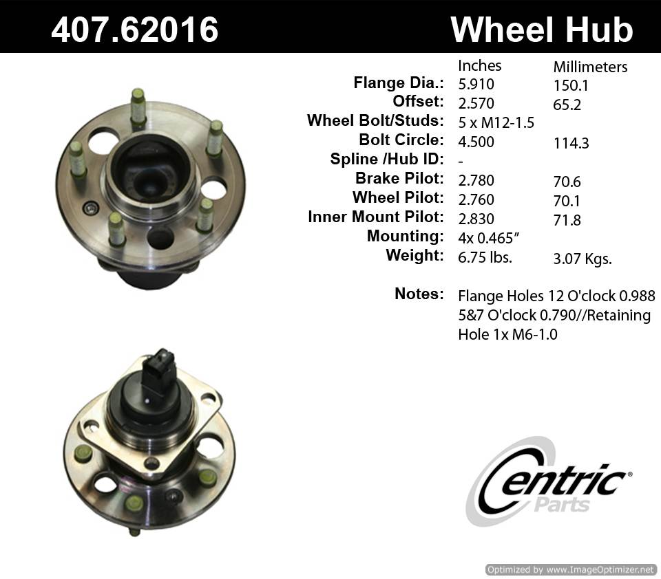 Centric 512006 407.62016E Standard Hub Assembly