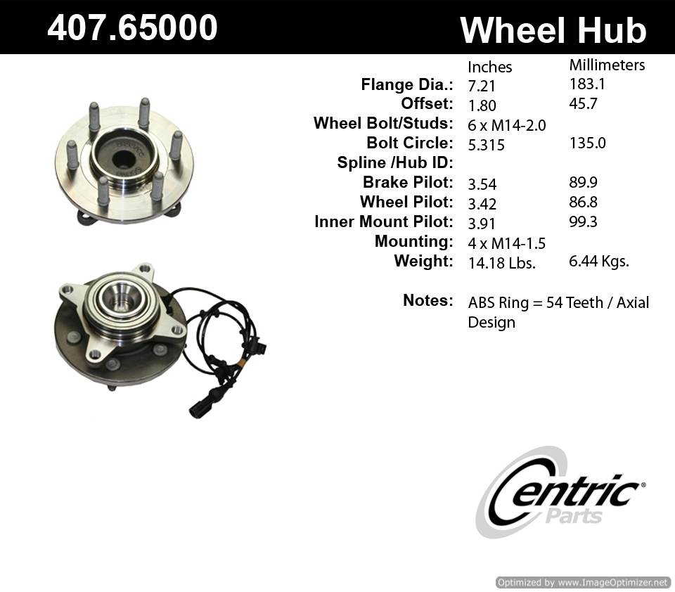 Centric SP550206 407.65000 Premium Hub Assembly