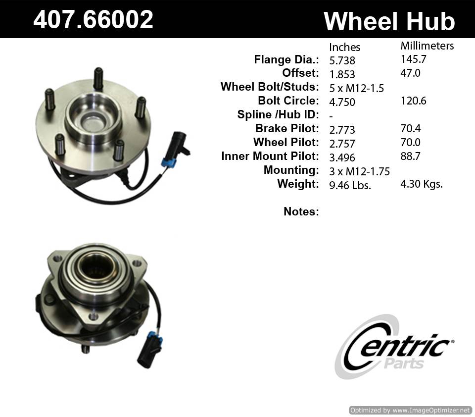 Centric SP450300 513200 407.66002E Standard Hub Assembly