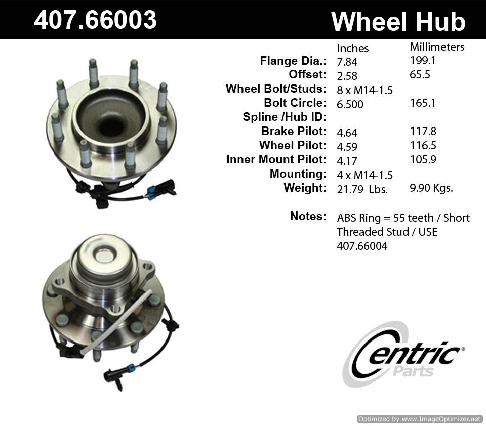 Centric 407.66003 Premium Hub Assembly 805890568193