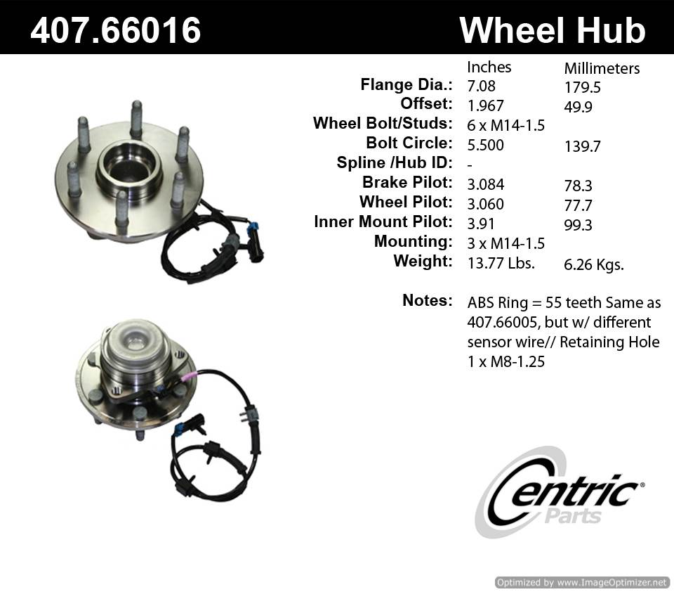 Centric SP450303 407.66016E Standard Hub Assembly