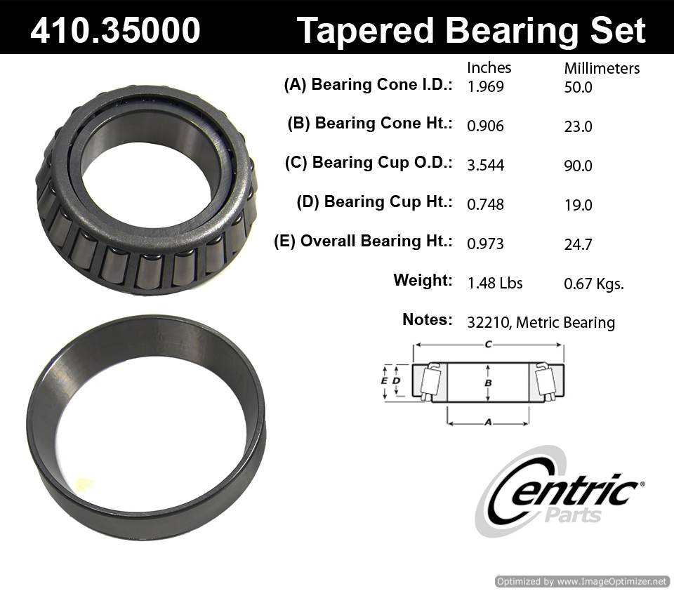 Centric 410.35000 Premium Taper Bearing Set 805890543220