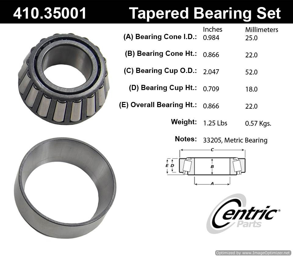 Centric 410.35001 Premium Taper Bearing Set 805890543237