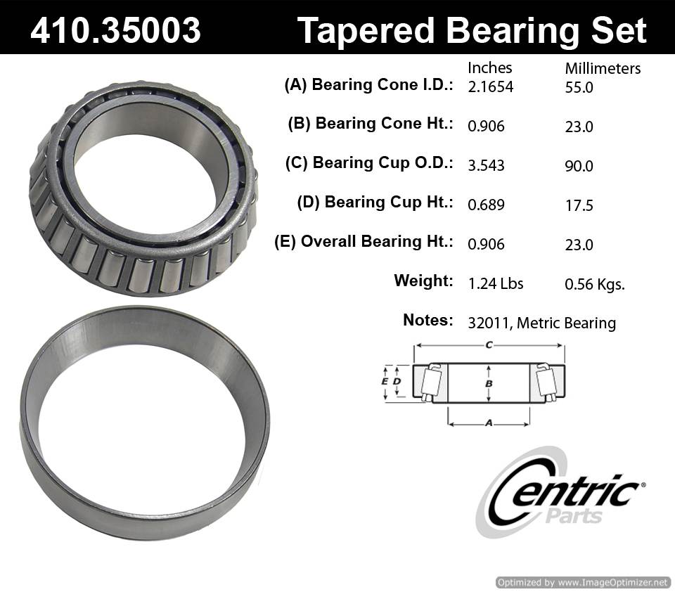 Centric 410.35003 Premium Taper Bearing Set 805890543251