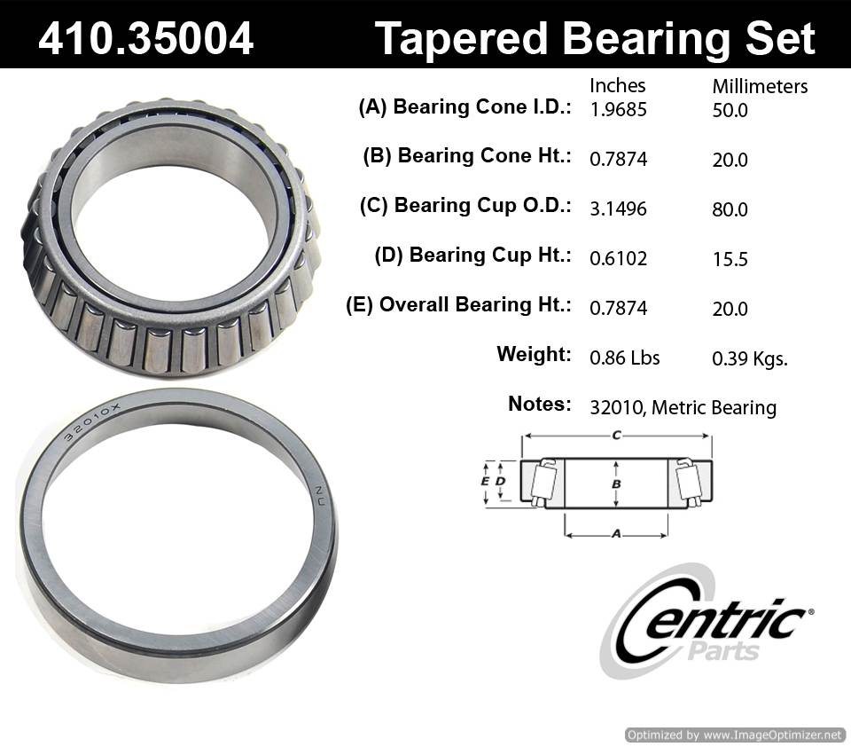 Centric 410.35004 Premium Taper Bearing Set 805890543268