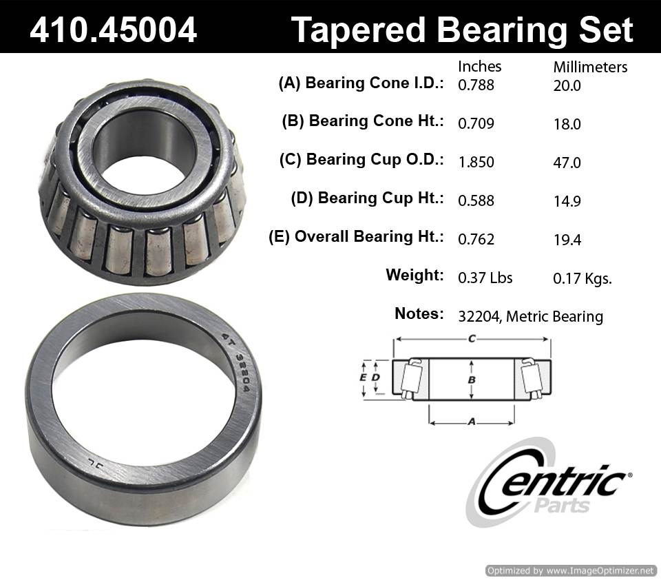 Centric 410.45004 Premium Taper Bearing Set 805890543510