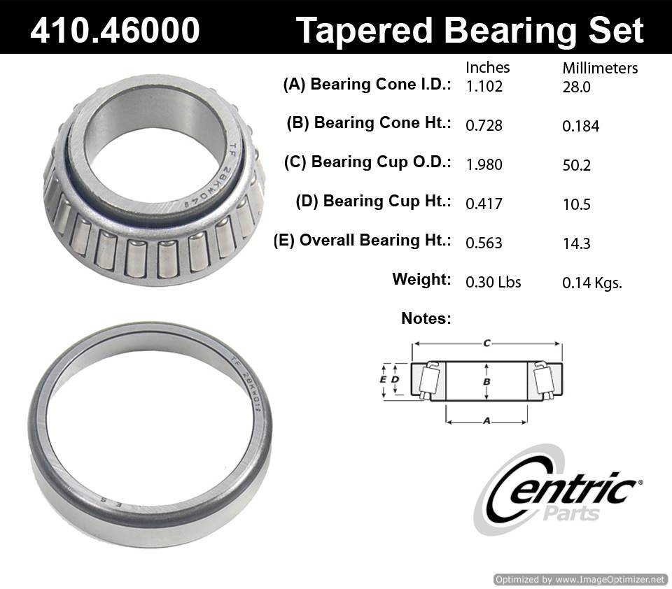 Centric 516001WB 516001 410.46000 Premium Taper Bearing Set
