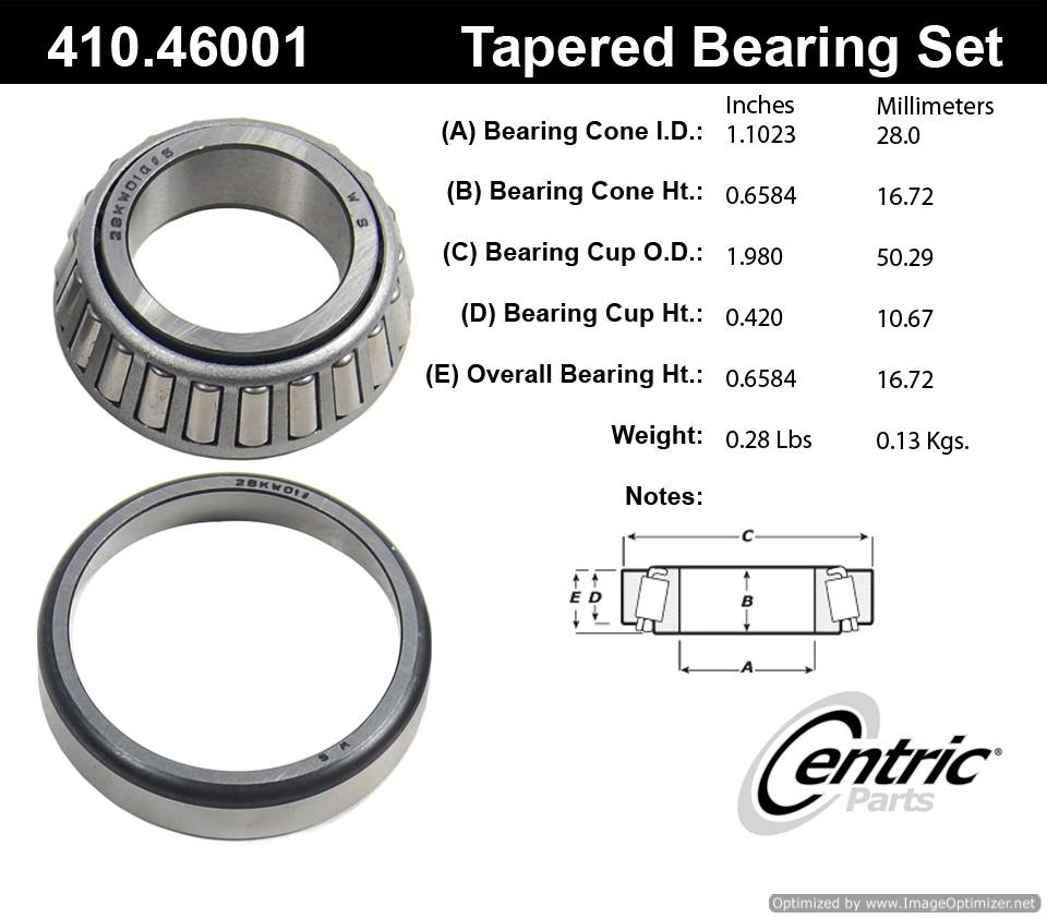 Centric 513029 410.46001 Premium Taper Bearing Set