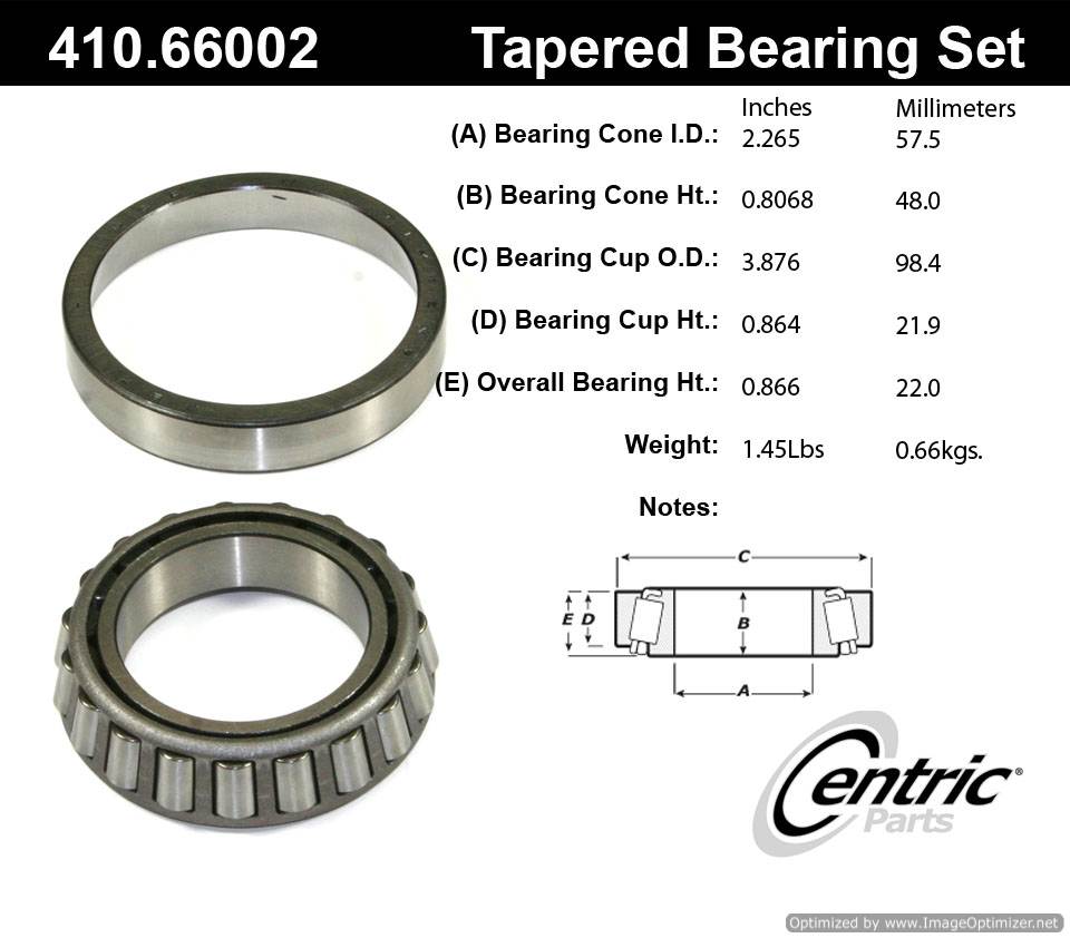 Centric 410.66002 Premium Taper Bearing Set 805890543725