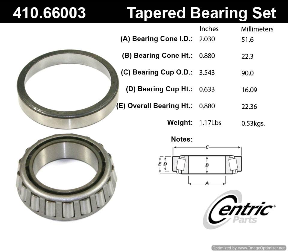 Centric 410.66003 Premium Taper Bearing Set 805890543732