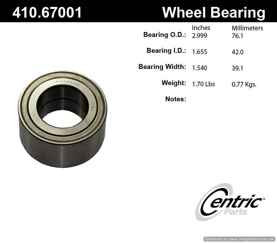 Centric 410.67001 Premium Taper Bearing Set 805890641575
