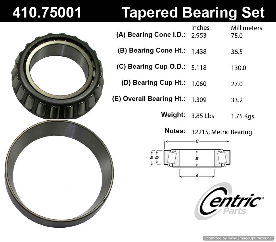 Centric 410.75001E Standard Bearing Set 805890606062