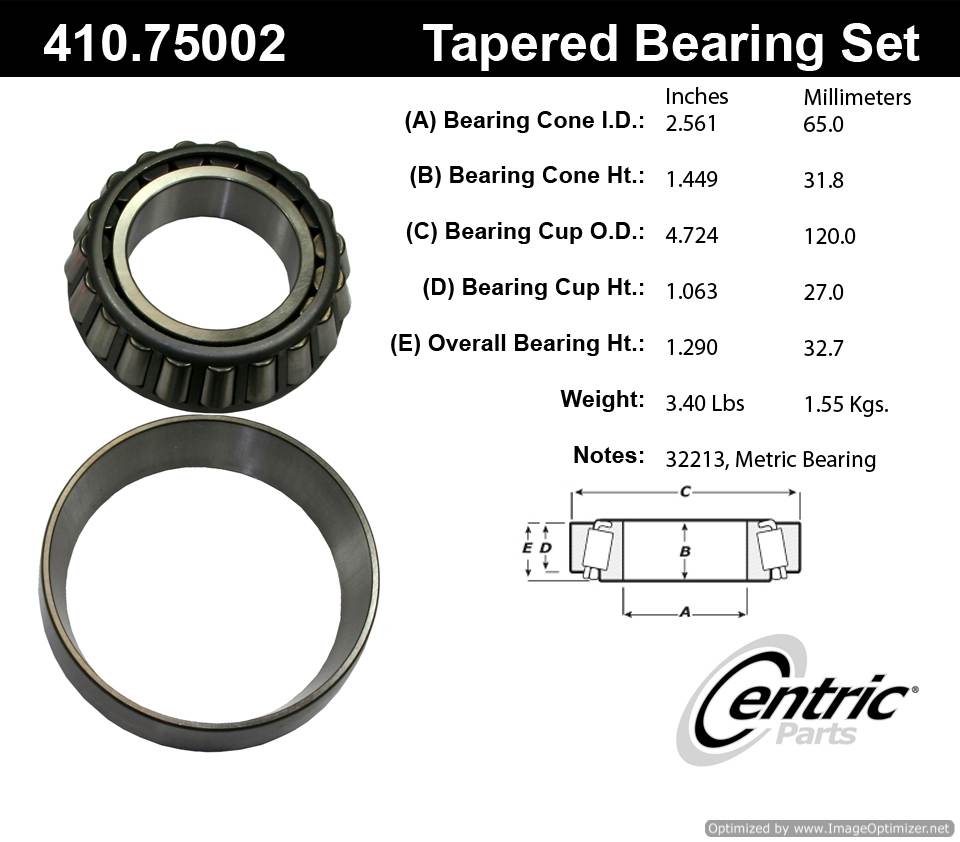 Centric 410.75002E Standard Bearing Set 805890606079