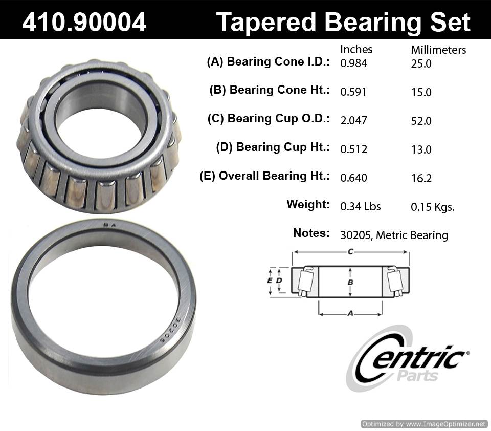 Centric 410.90004E Standard Bearing Set 805890599425
