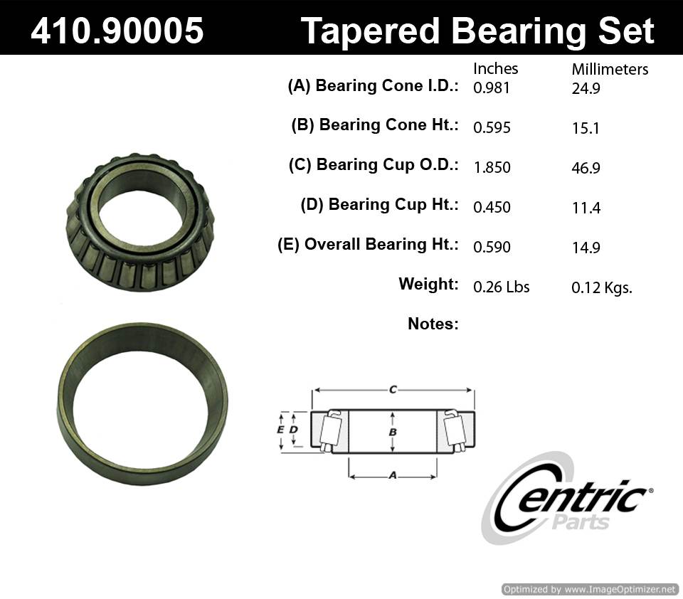Centric 410.90005 Premium Taper Bearing Set 805890543909